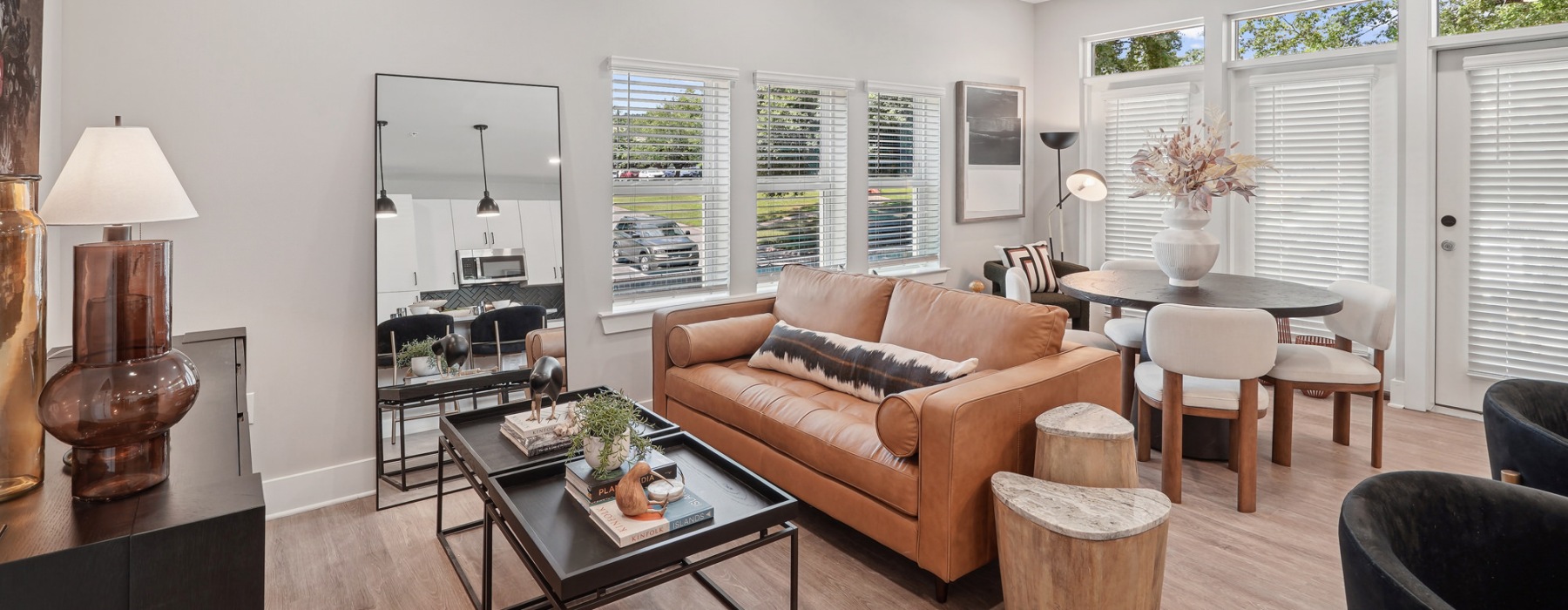 Open space living area with natural lighting